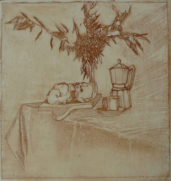 Kaffeetisch mit Olivenzweig