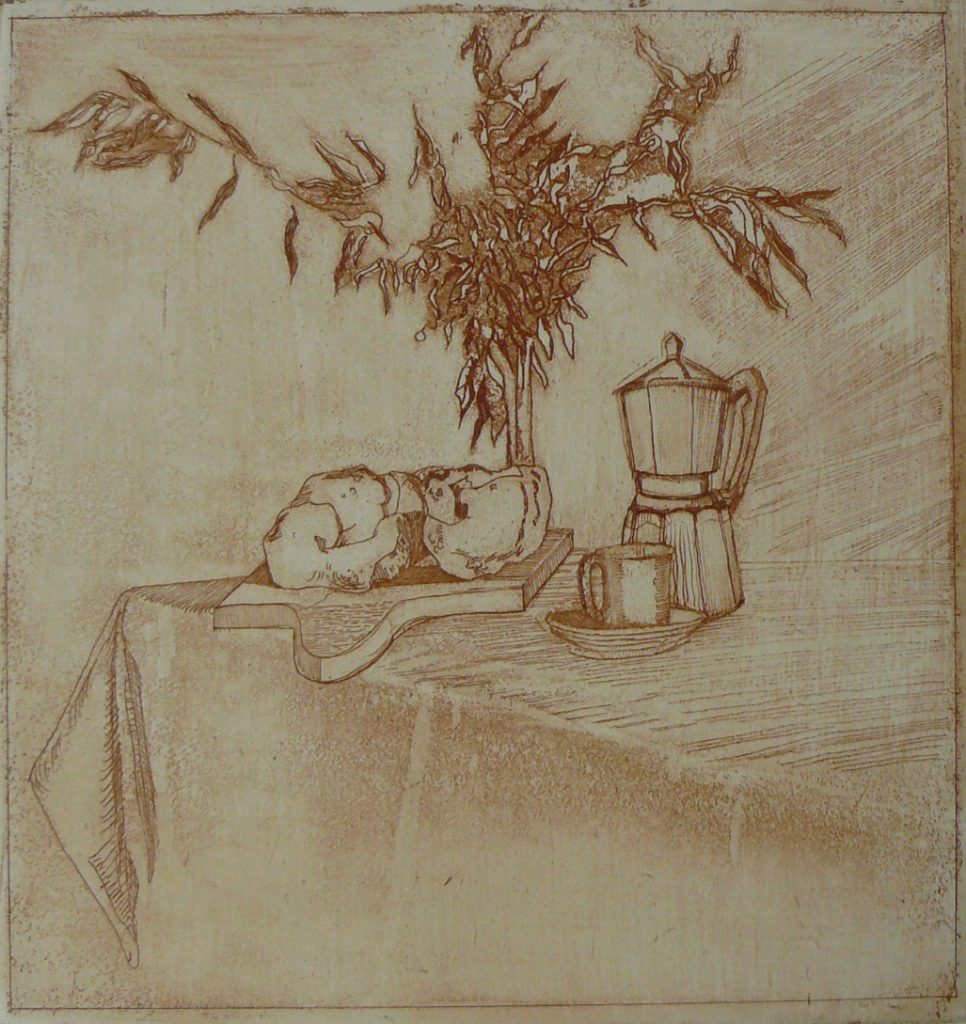 Kaffeetisch mit Olivenzweig