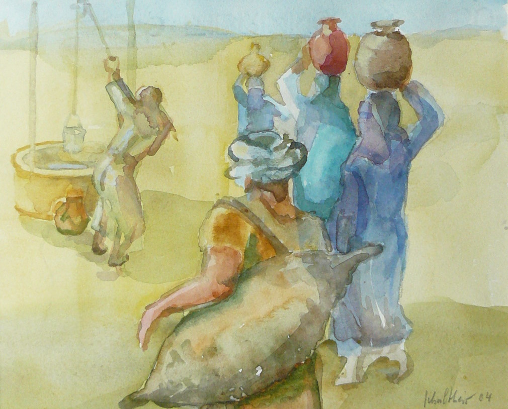 Bild Volker Schultheis | Wasserholen am Brunnen