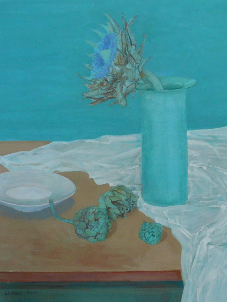 Bild Volker Schultheis | Artischockenblüte mit Tischtuch