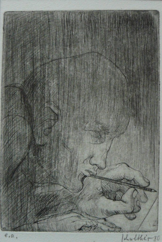 Bild Volker Schultheis | Selbstportrait mit Stift